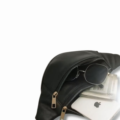 The leather Sling bag - BLACK